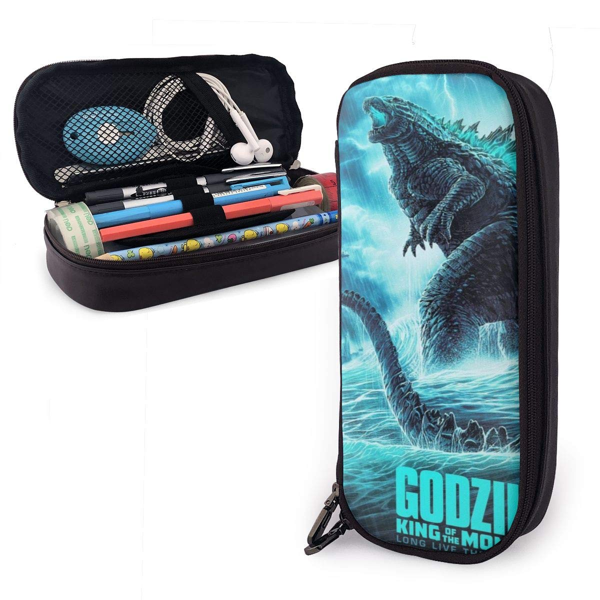 Godzilla Students Stationery Bags Pencil Case Pu Leather Holder